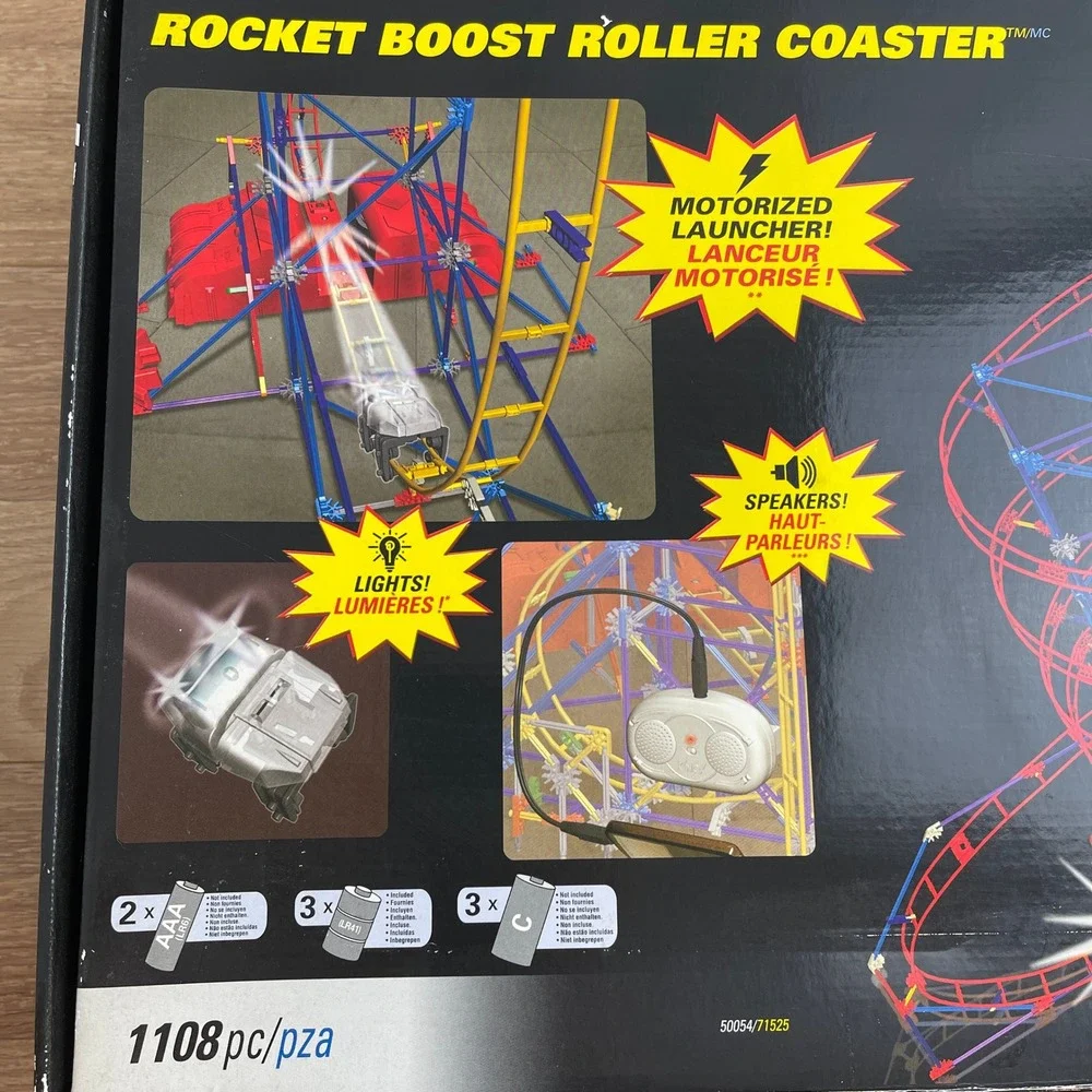 K'NEX Rocket Boost Roller Coaster Motorized Building Set 1108pc